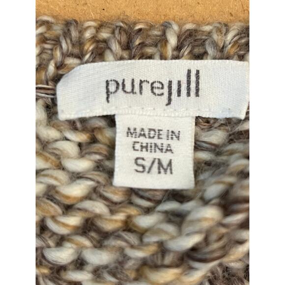 PureJill Women's Size Small/Med Tan Open Front Wool/Alpaca Blend Vest - Picture 2 of 9